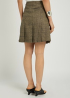 Our Legacy Girdle Pleated Linen and Silk-blend Mini Skirt Brown