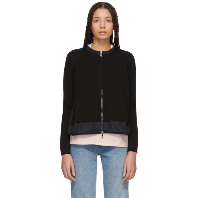 Photo: Moncler Black Hem Detail Zip-Up Sweater