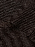 Altea - Chevron Linen, Lyocell and Cashmere-Blend Polo Shirt - Brown