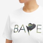 A Bathing Ape Women's 1st Camo Heart Bapeogo T-Shirt in White/Green