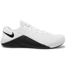Nike Training - Metcon 5 Rubber-Trimmed Mesh Sneakers - White