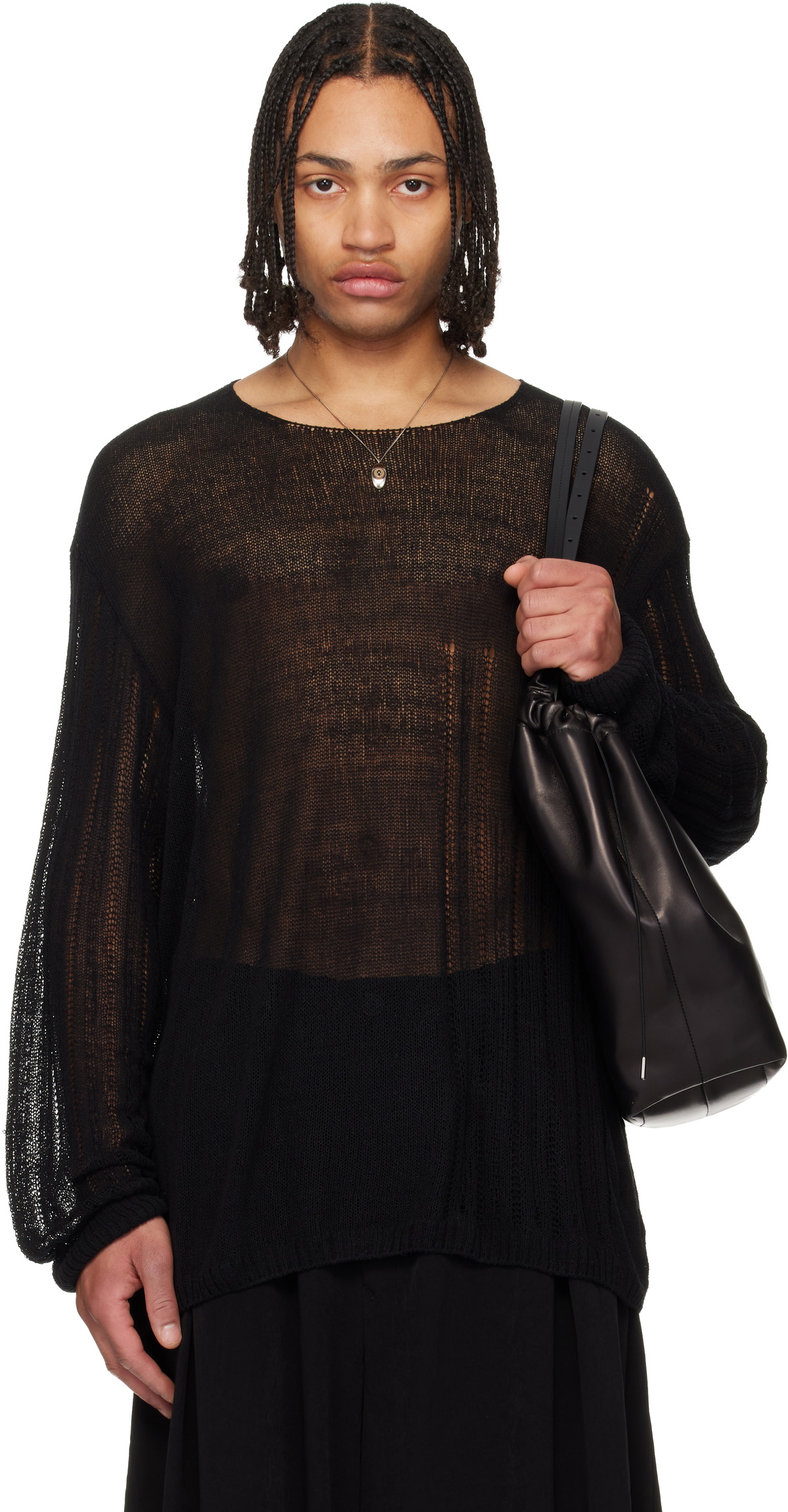 YOHJI YAMAMOTO Black Round Neck Pullover Sweater
