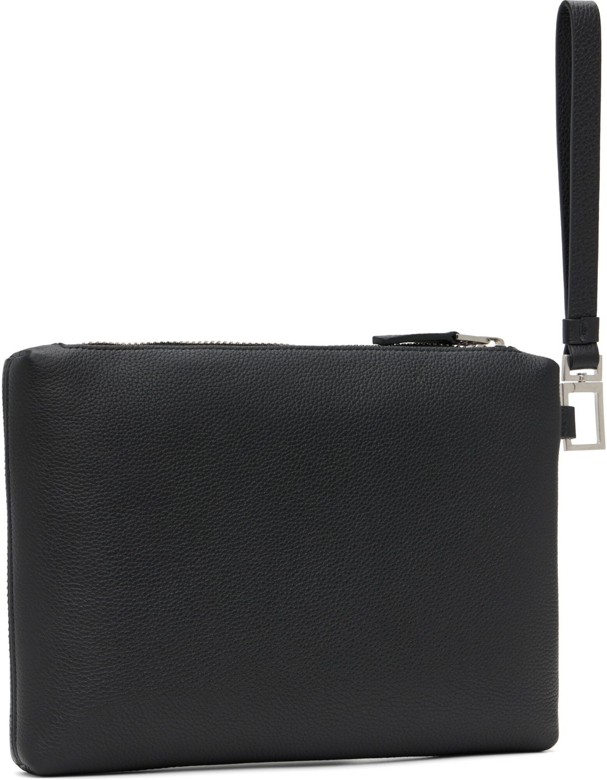 TOM FORD Black Grain Leather Wristlet Pouch