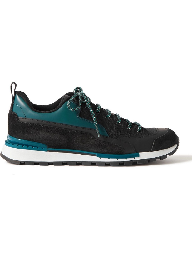 Photo: Berluti - Fast Treck Suede-Trimmed Scritto Venezia Leather and Nylon Sneakers - Blue