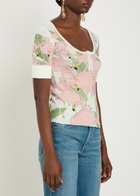 Chloe Flamingo-print Stretch-cotton top Ivory