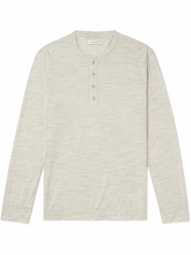 Photo: Club Monaco - Space-Dyed Wool-Blend Henley T-Shirt - Neutrals