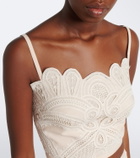 Elie Saab Embroidered scalloped crop top