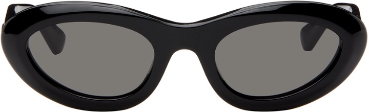 Photo: Bottega Veneta Black Bombe Round Sunglasses