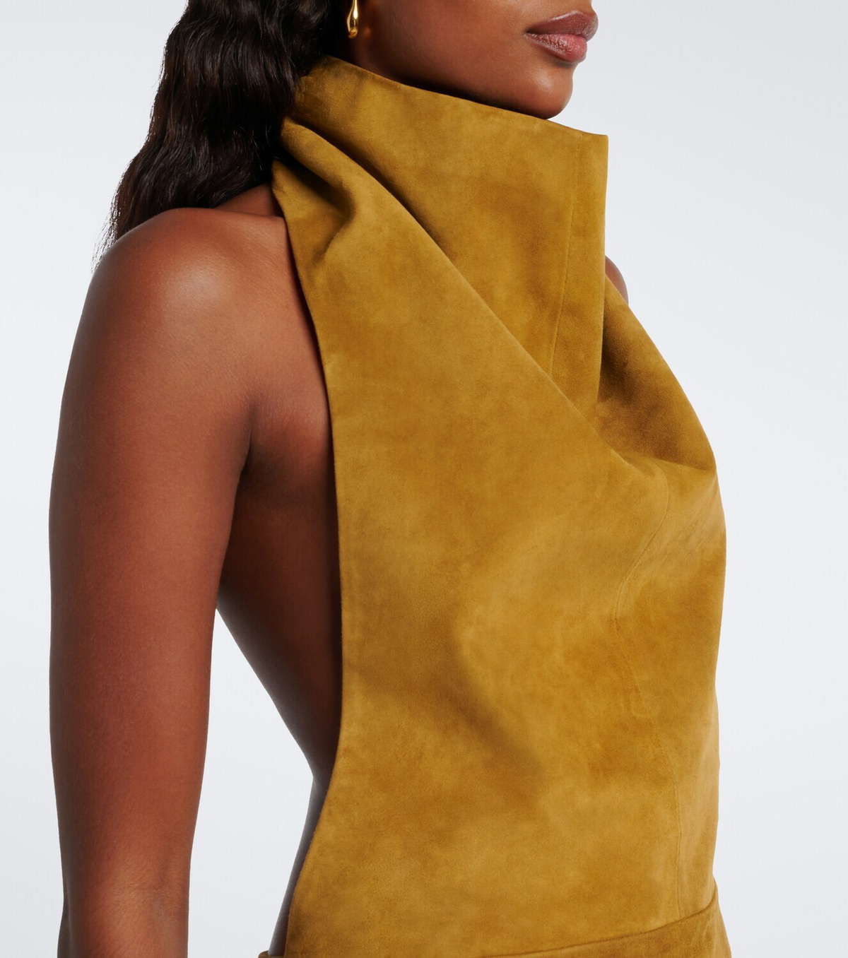 Retrofête Zoriel draped open-back suede minidress