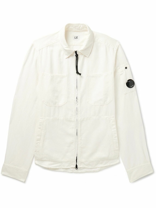 Photo: C.P. Company - Logo-Appliquéd Cotton and Linen-Blend Twill Jacket - Neutrals