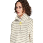 JW Anderson Grey and Off-White Striped Neckband Sweater