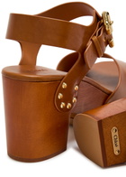 Chloe Jeannette Leather Platform Sandals Brown