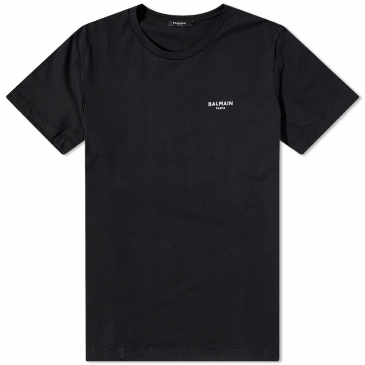 Photo: Balmain Men's Eco Small Logo Printed T-Shirt in Black/White