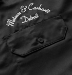 Carhartt WIP - Motown Records Camp-Collar Logo-Embroidered Satin Shirt - Black