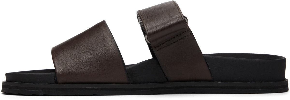 BOSS Brown Leather Slides