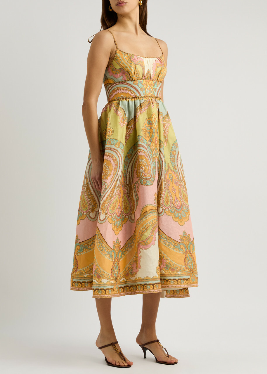 Zimmermann Maxine Printed Linen Maxi Dress Multi Print