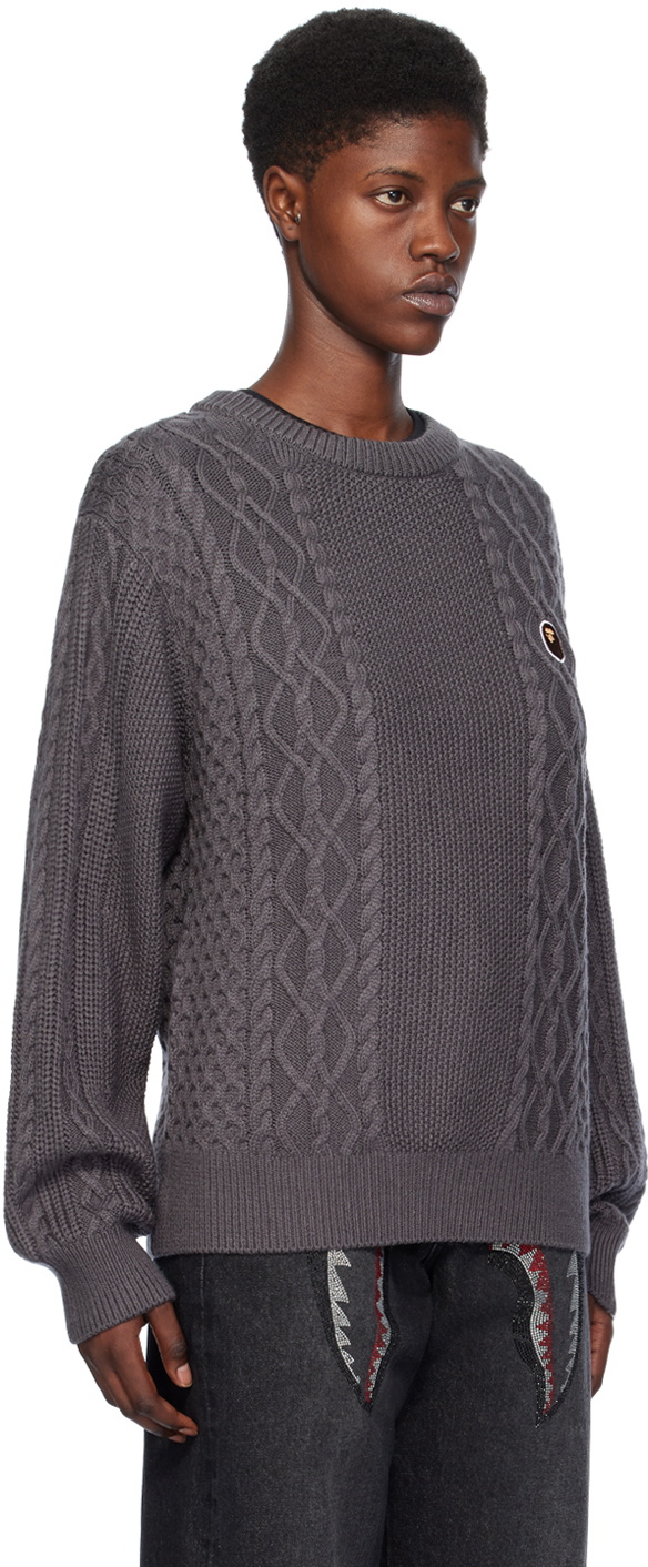 BAPE Gray Ape Head One Point Sweater