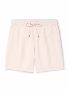 James Perse - Straight-Leg Garment-Dyed Linen Drawstring Shorts - Pink