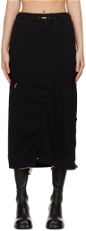 lesugiatelier Black Shirring Midi Skirt