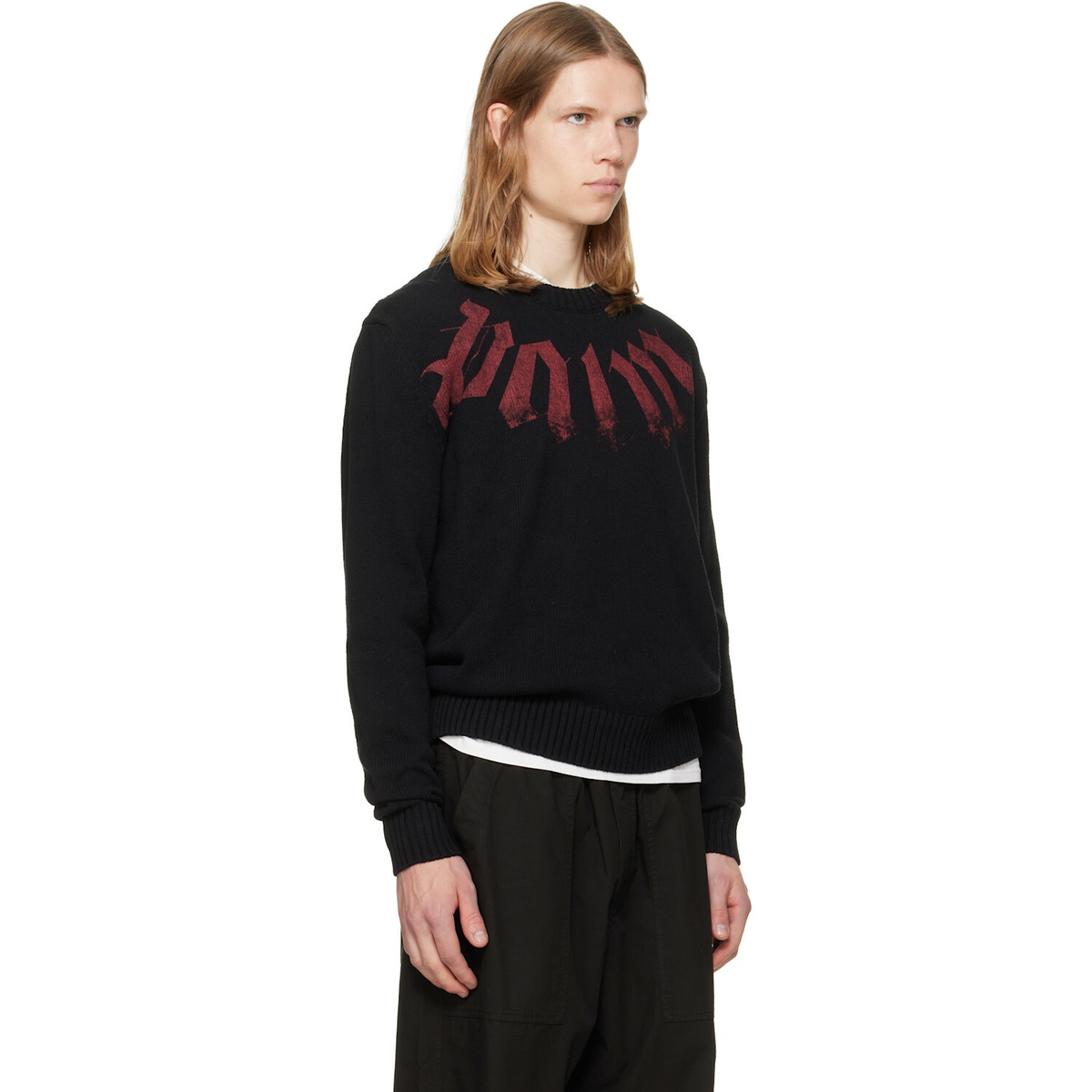 Palm Angels Black Big Neck Logo Sweater