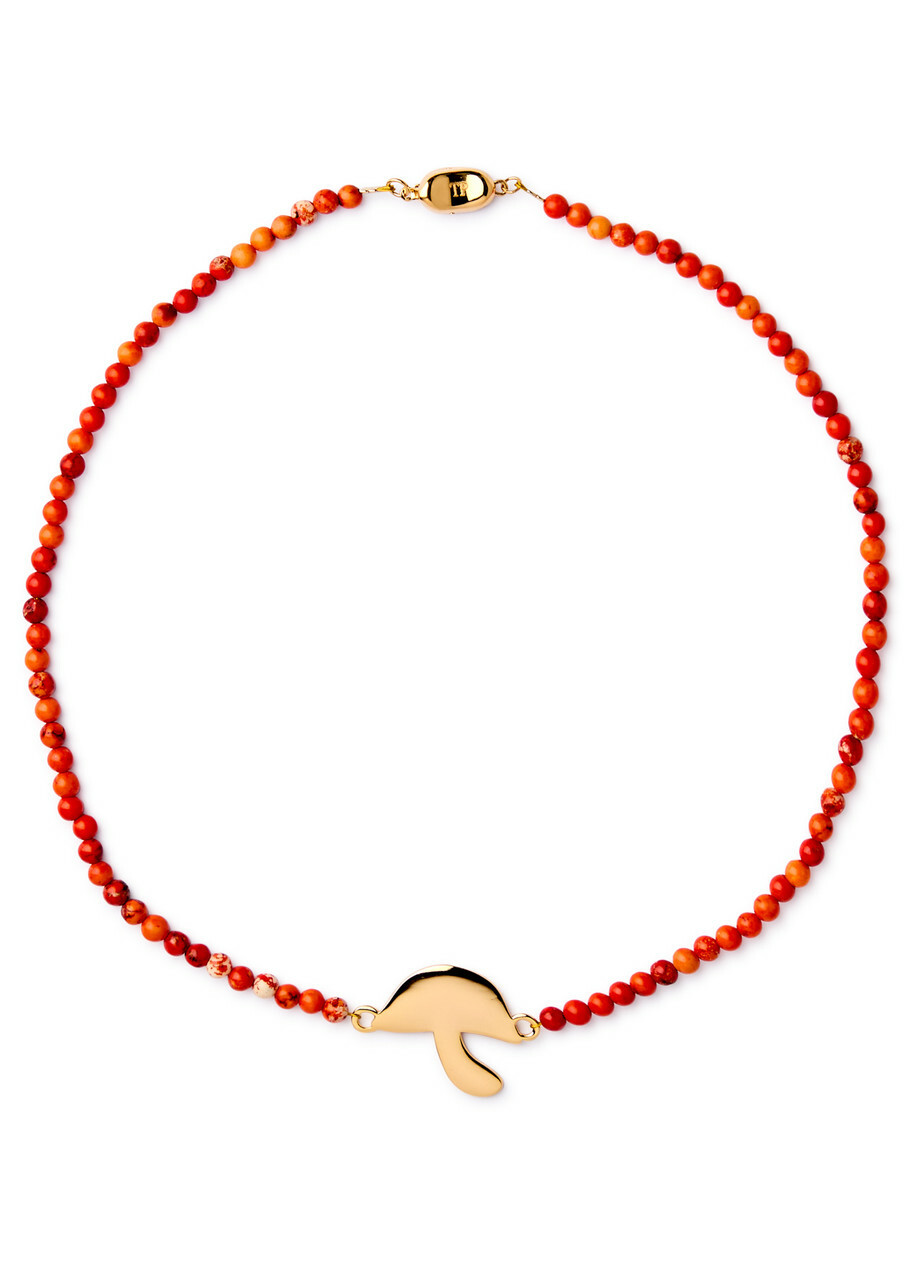 Timeless Pearly Mushroom 24kt Gold-plated and Beaded Necklace - Red - One Size