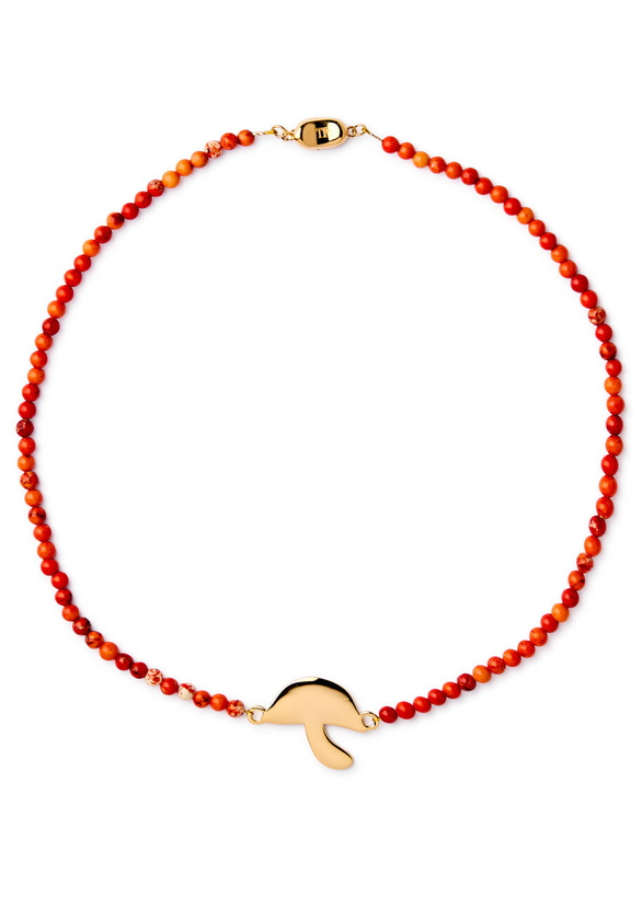Photo: Timeless Pearly Mushroom 24kt Gold-plated and Beaded Necklace - Red - One Size