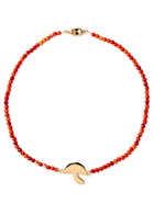 Timeless Pearly Mushroom 24kt Gold-plated and Beaded Necklace - Red - One Size