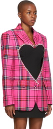 AREA Pink Check Heart Cut-Out Blazer