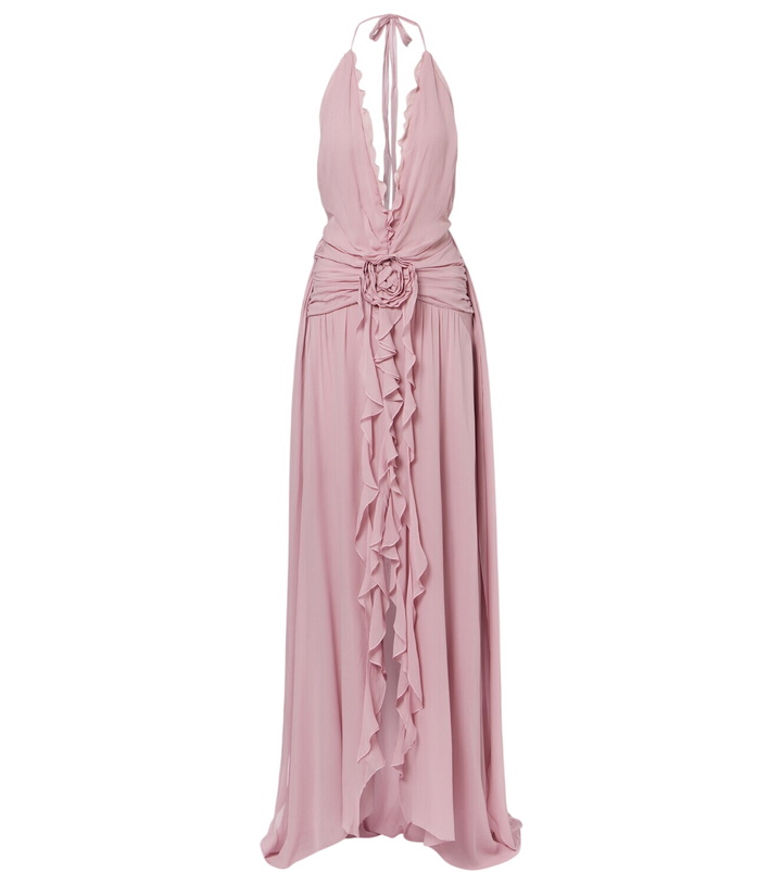 fitted lace wedding dress Blumarine - Purple Silk Dress With Necklace main image 1