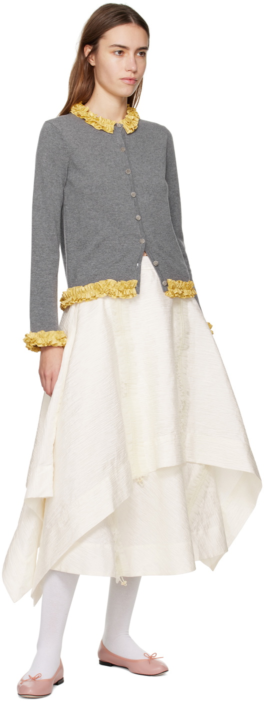 MINJUKIM White String Curtain Midi Skirt