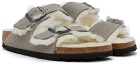 Birkenstock Gray Narrow Arizona Shearling Sandals