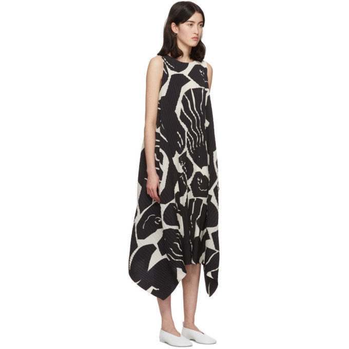 Issey Miyake Black and White Cuddle Pleats Dress Issey Miyake Men