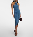Magda Butrym Floral-appliqué ruched midi dress