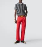 Versace Intarsia striped virgin wool polo shirt