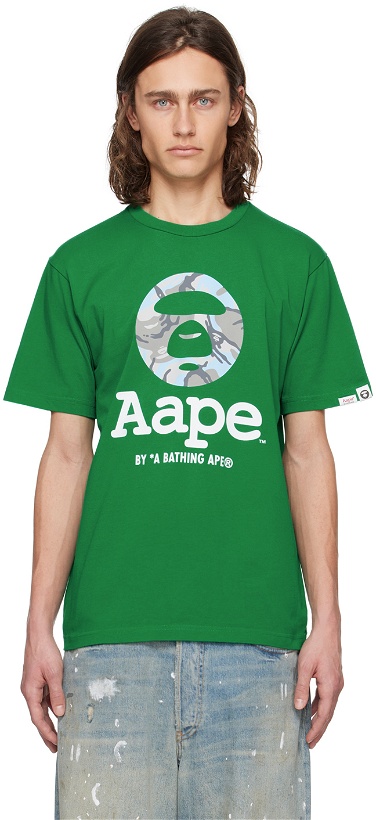 Photo: AAPE by A Bathing Ape Green Moonface Camo T-Shirt