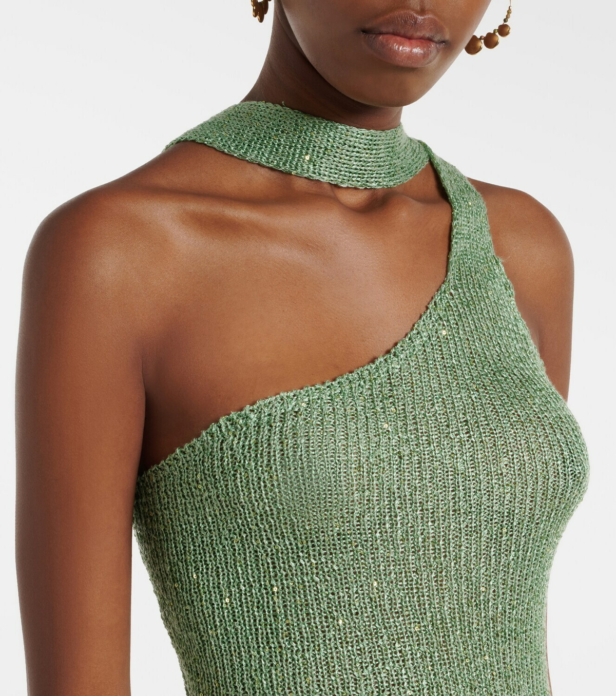 Bananhot Aretha sequined one-shoulder maxi dress