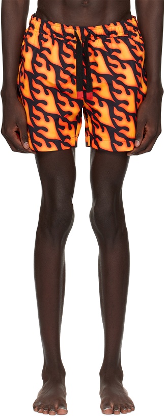 Photo: Hugo Black & Orange Printed Swim Shorts