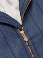 Brunello Cucinelli - Striped Wool, Linen, Silk and Ramie-Blend Bomber Jacket - Blue