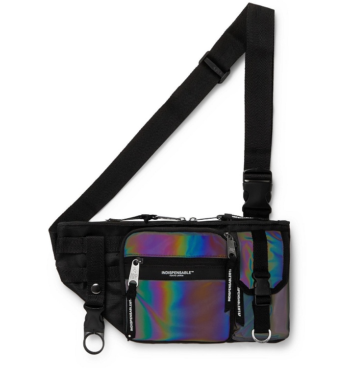 Photo: Indispensable - Armor Iridescent Shell and Canvas Belt Bag - Black