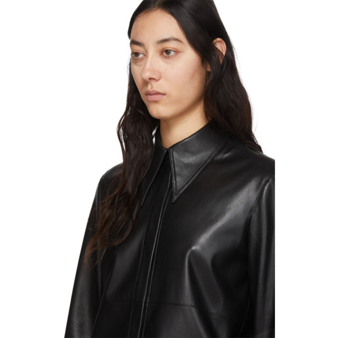 Nanushka Black Vegan Leather Noelle Shirt