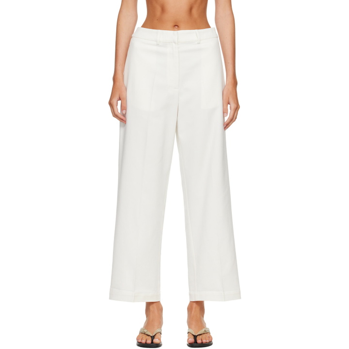 Photo: Cordera White Soft Cotton Straight Trousers