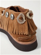 Yuketen - Rain Dance Fringed Embellished Suede Boots - Brown