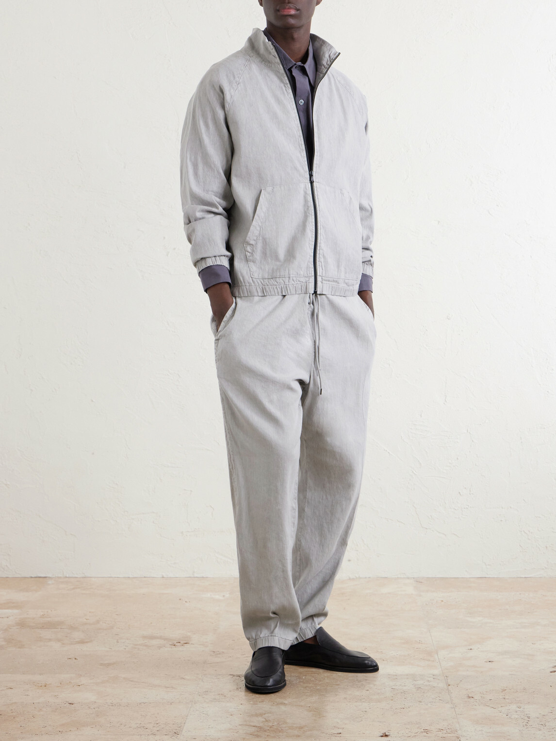 James Perse - Straight-Leg Linen-Blend Canvas Drawstring Trousers - Gray