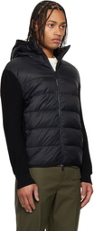 Moncler Black Padded Cotton Zip-Up Down Hoodie