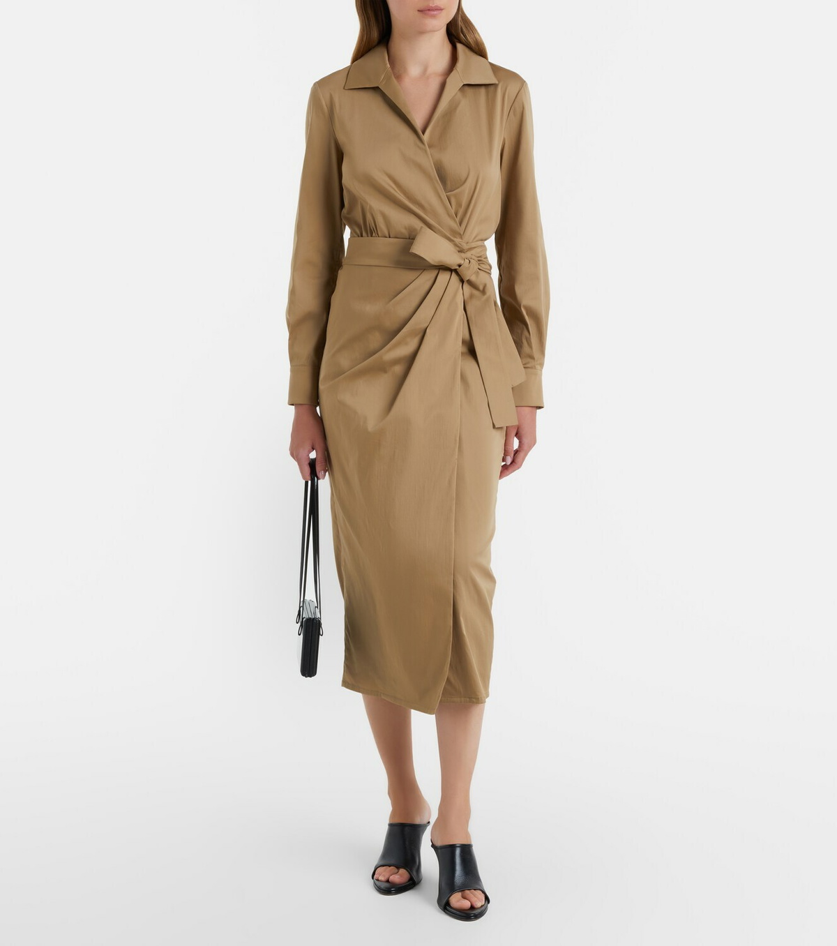 Max Mara Beta cotton-blend satin wrap dress