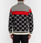 Gucci - Logo-Intarsia Striped Cotton Zip-Up Sweater - Men - Navy