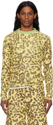 Stanley Raffington Yellow & Green Leopard Print Plated Knit Crewneck Sweater