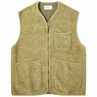 Universal Works Men's Wool Fleece Zip Gilet - END. Exclusive in Light Olive