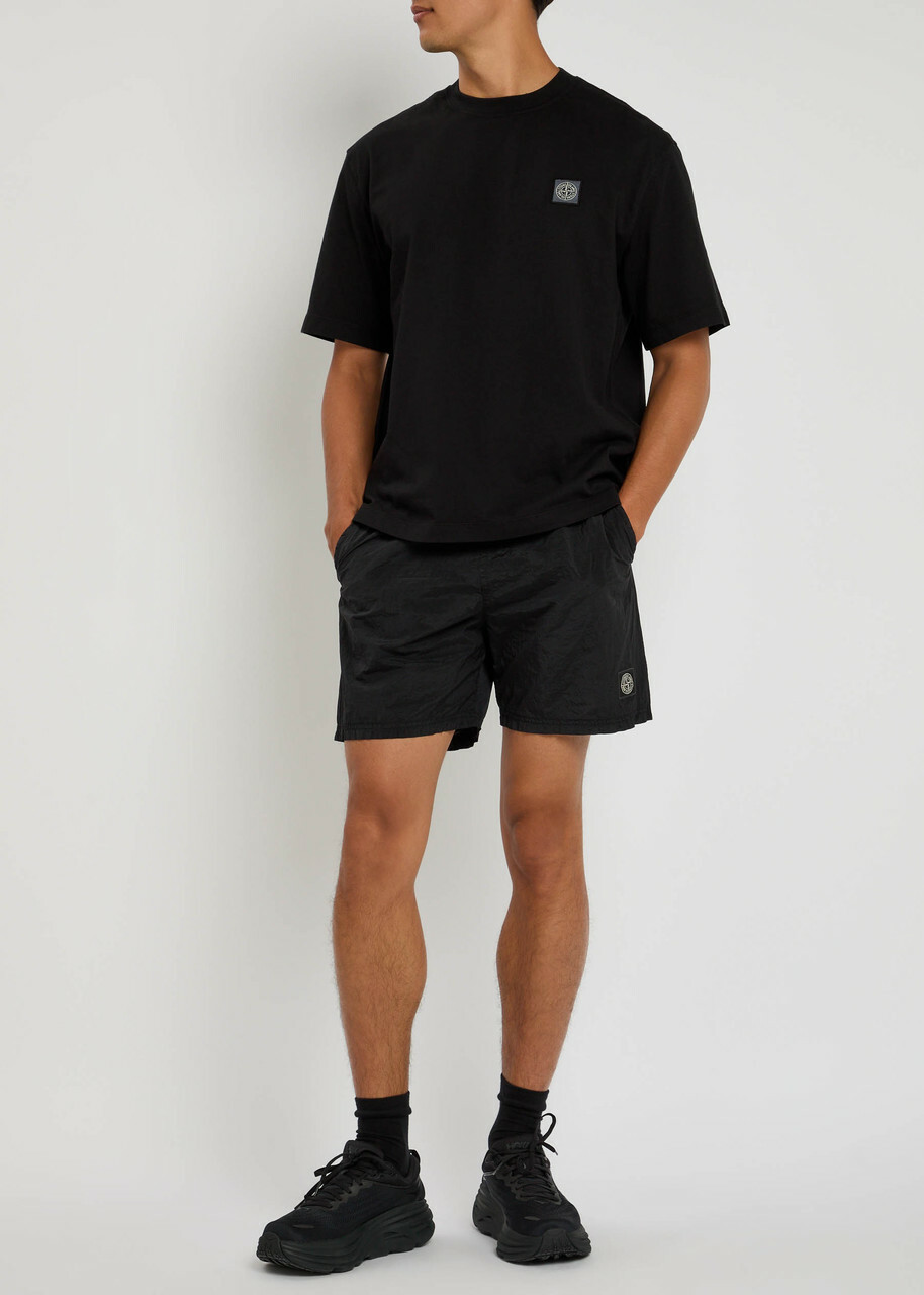 ★ stone swimwear nylonl M 黒 ★ Black Slim-fit short swim trunks with pockets B100006 NYLON