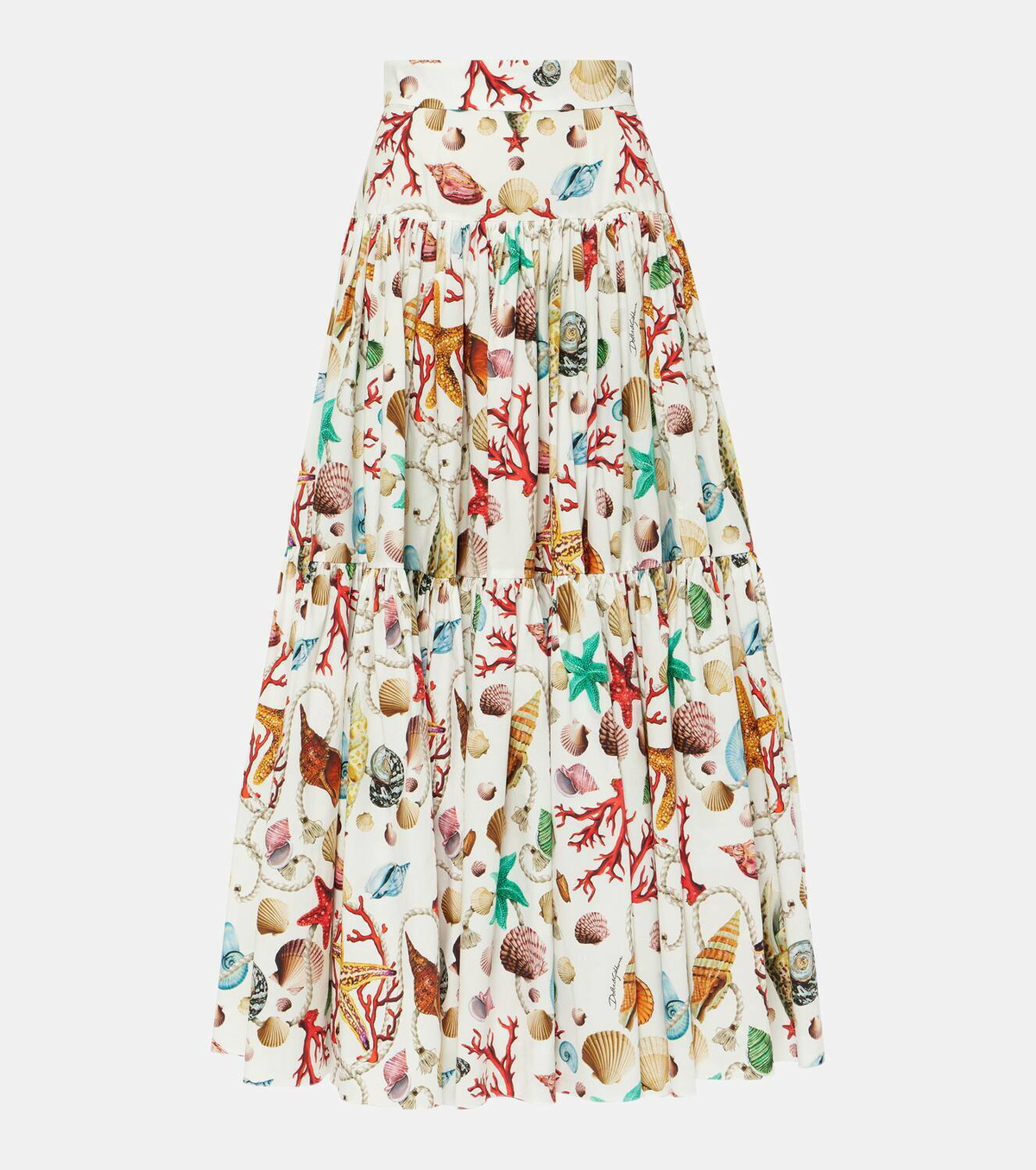 Dolce&Gabbana Capri printed high-rise cotton maxi skirt